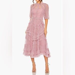 Macduggal High Neck Puff Sleeve Ruffle Tiered Ruffles NWT